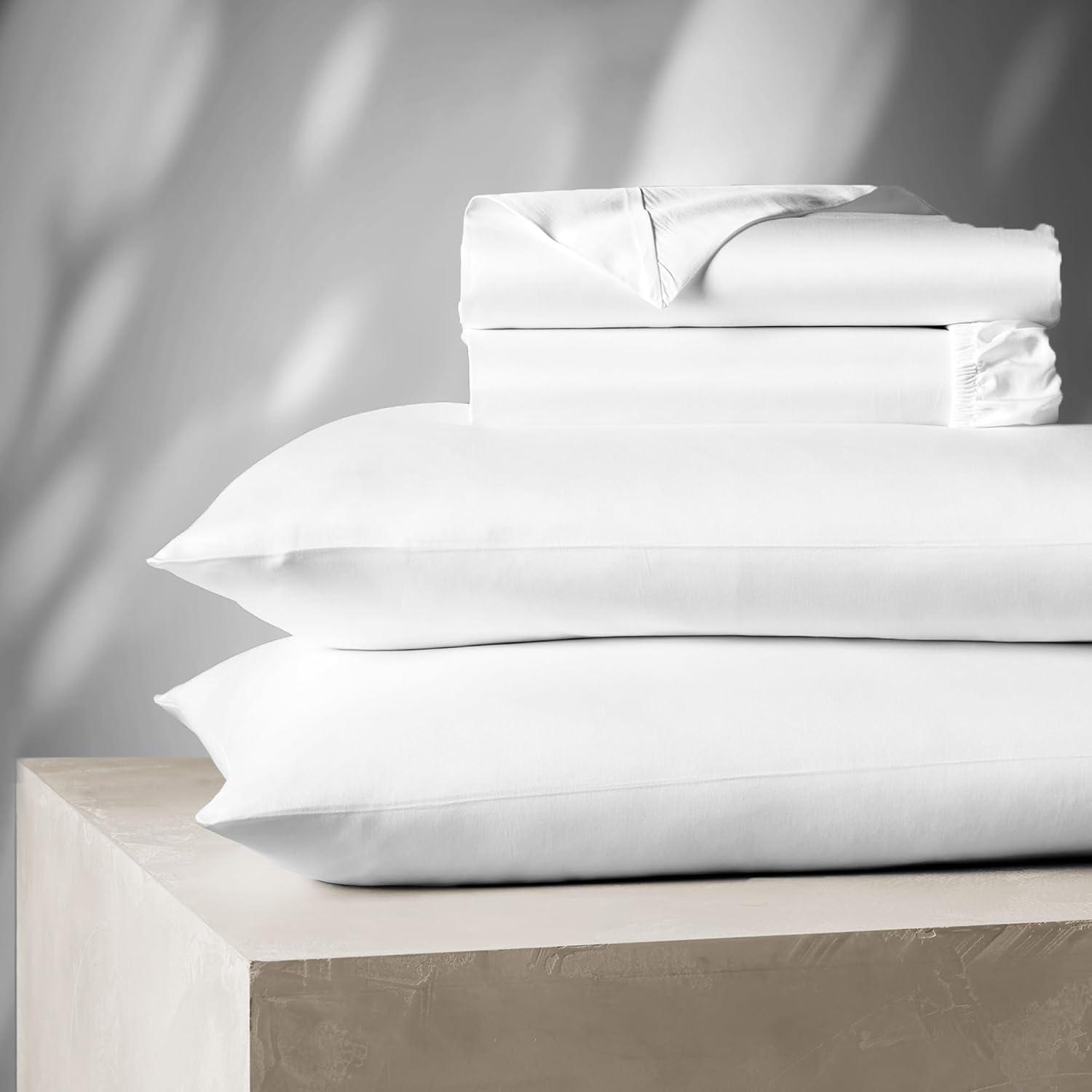 Full 1000 Thread Count Cotton Solid Sheet Set White - Aireolux