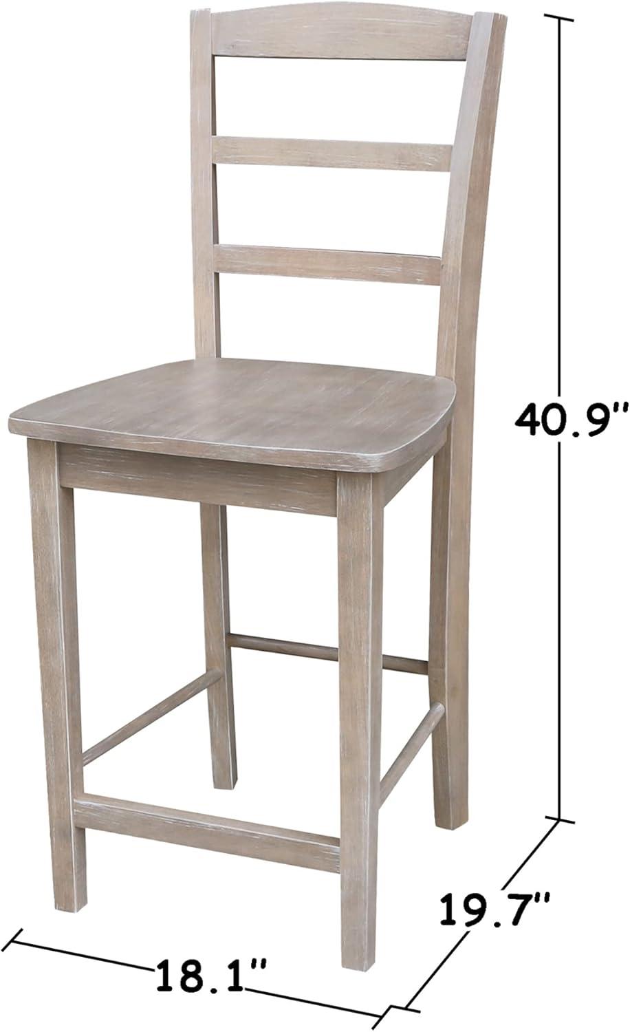 International Concepts 24" Madrid Counter Height Barstool Washed Gray/Taupe : Hardwood Ladder-Back, Spot Clean