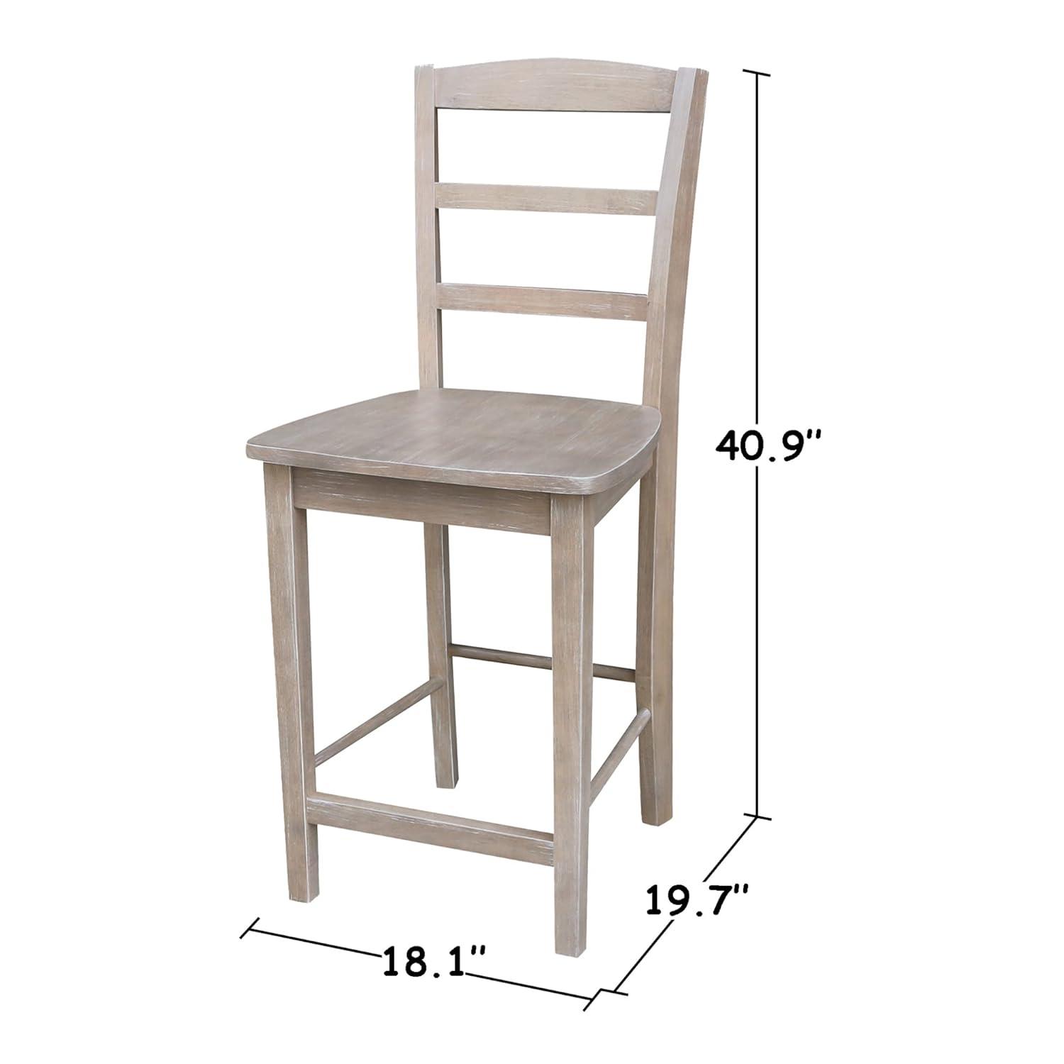 International Concepts 24" Madrid Counter Height Barstool Washed Gray/Taupe : Hardwood Ladder-Back, Spot Clean