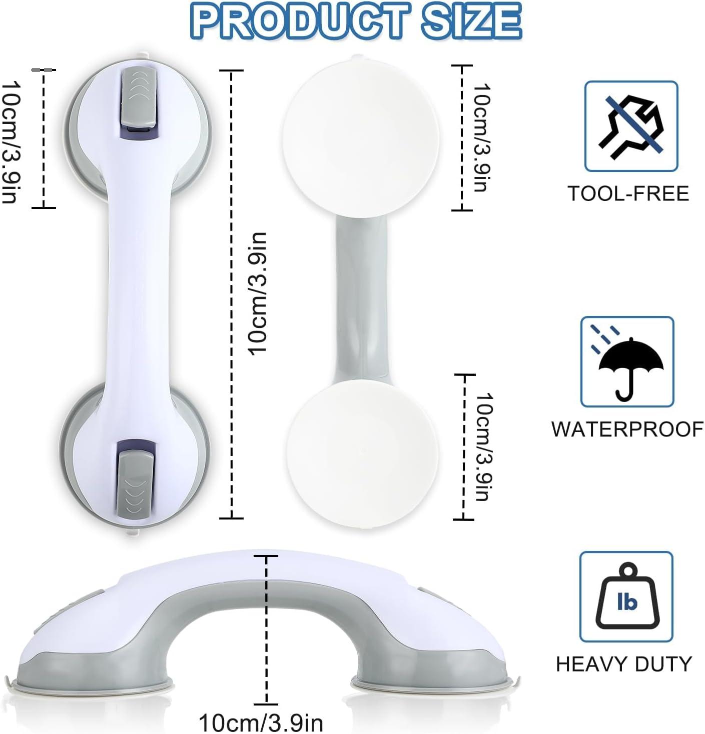 Grab Bars for Bathtubs and Showers, Zynuhmo 2 Pack 12 Inch Suction Safety Grab Bars for Senior and Elderly Assist Support Suction Cup Removable Handrails for Shower Chair No Drilling No Tools(Gray)