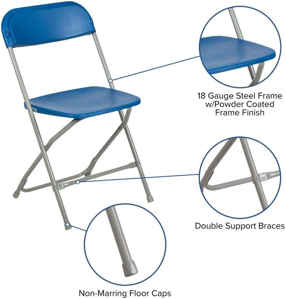 Flash Furniture Hercules Series Plastic Folding Chair Blue - 2 Pack 650LB Weight Capacity Comfortable Event Chair-Lightweight Folding Chair