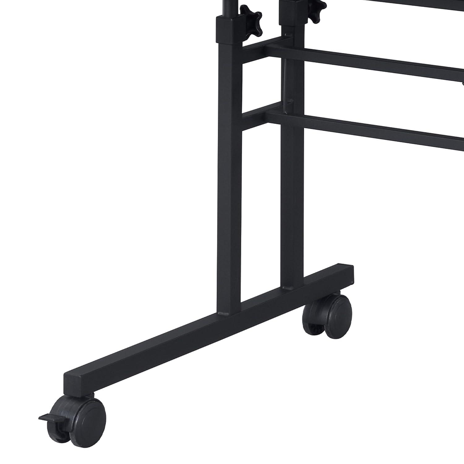 Rolling Writing Desk with Height Adjustable Desktop and Moveable Shelf White - Techni Mobili: Locking Casters, Open Storage