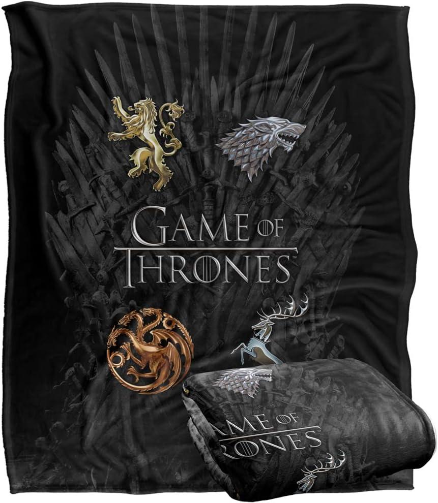 Game of Thrones Blanket, 50" x 60", Chrome House Sigils, Silky Touch Super Soft Throw Blanket