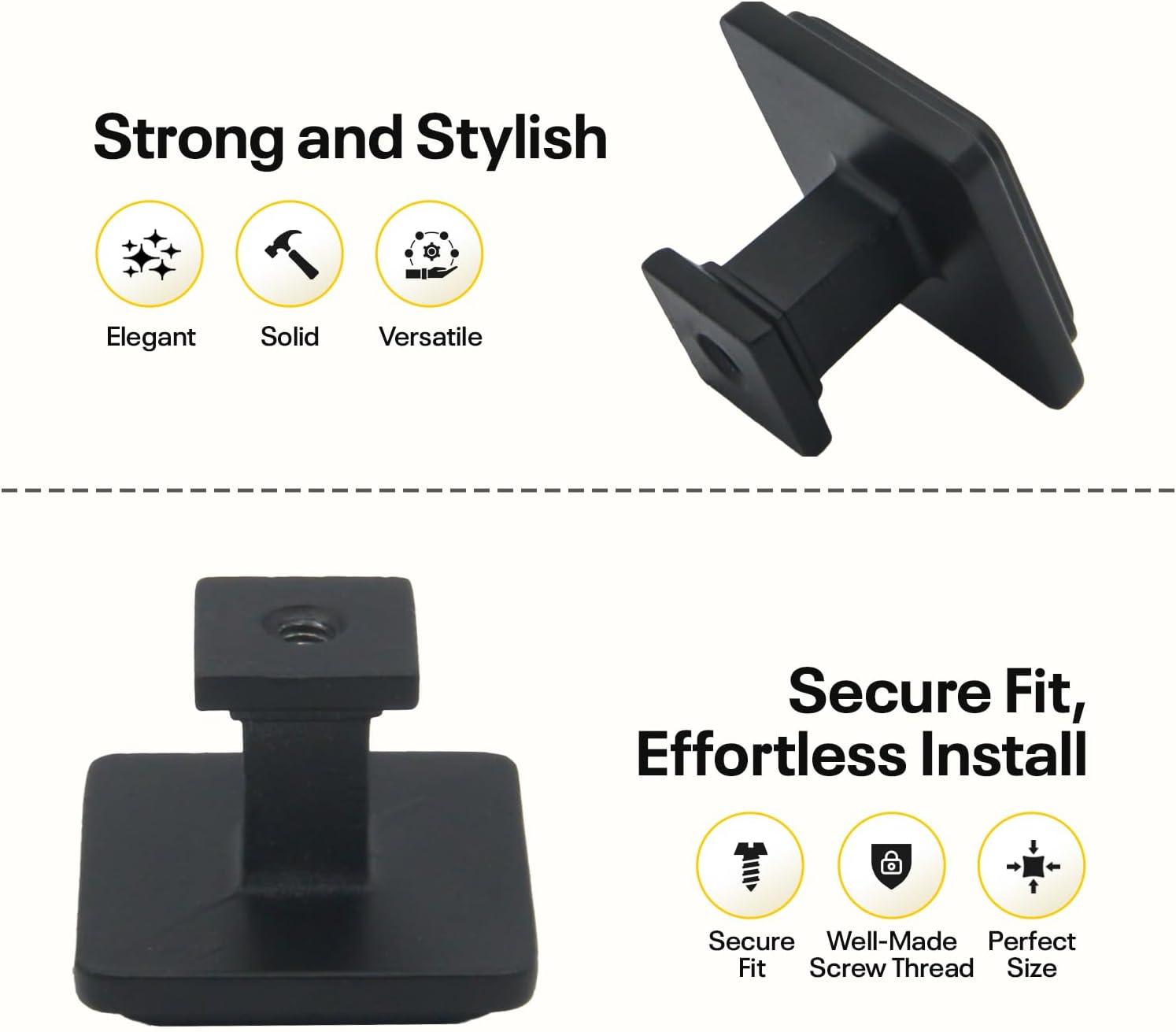 Single Hole Drawer Knobs - 10 Pack Black Cabinet Knobs - Square Dresser Knobs Dresser Handles Closet Door Knobs - Kitchen Cabinet Knobs - Cabinet Hardware