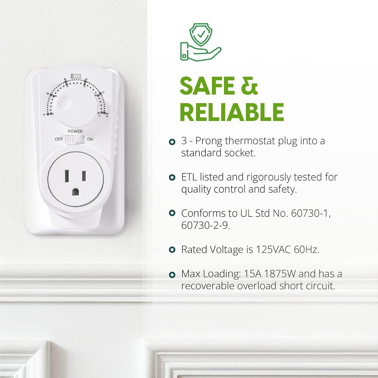 Econohome  Adjustable Thermostat - Plugin Heating & Cooling