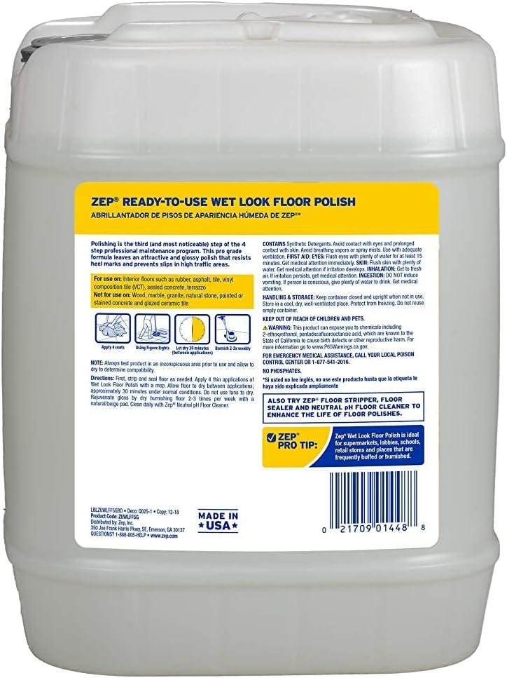 ZEP Zep Wet-Look Floor Polish – Enhances Hard Floor Appearance –- 5 gal (1 Pail)