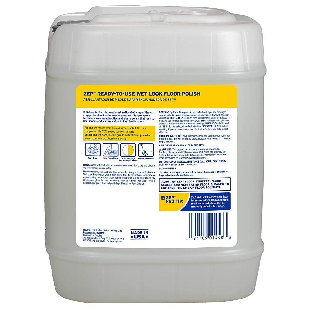 ZEP Zep Wet-Look Floor Polish – Enhances Hard Floor Appearance –- 5 gal (1 Pail)