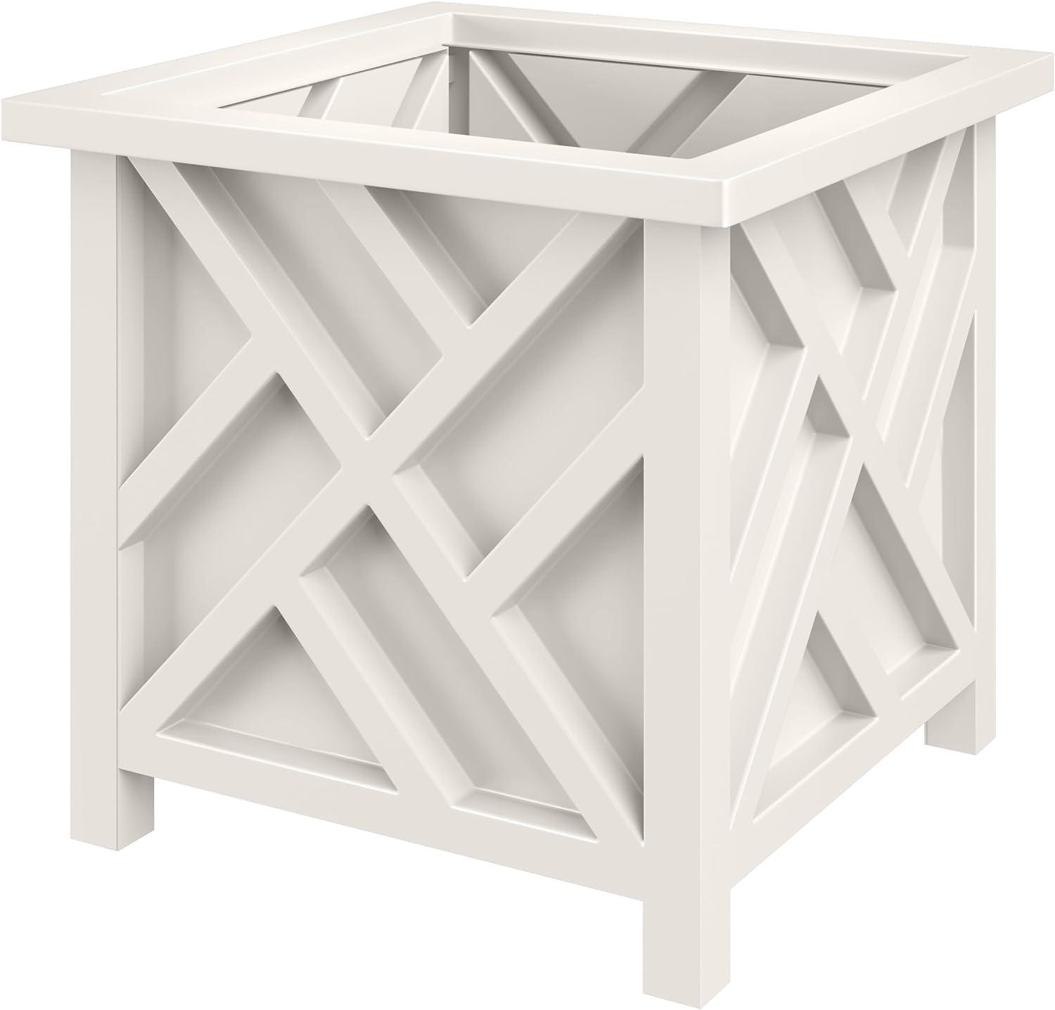 Pure Garden 15.5" Lattice Planter Box, White