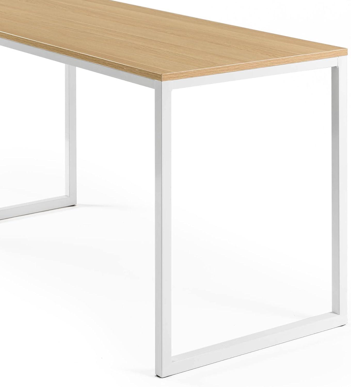 Natural Wood and White Steel Frame 55" Rectangular Desk