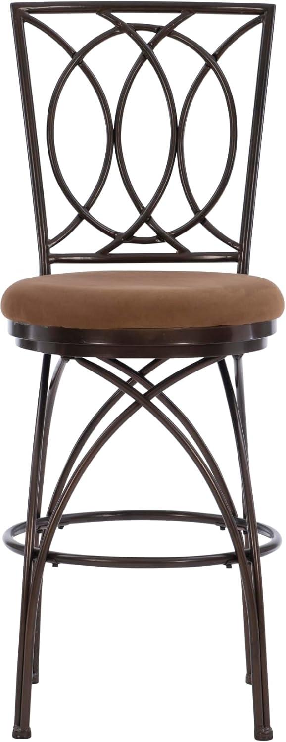 Linon Brasco 30" Big and Tall Steel Swivel Upholstered Bar Stool in Bronze