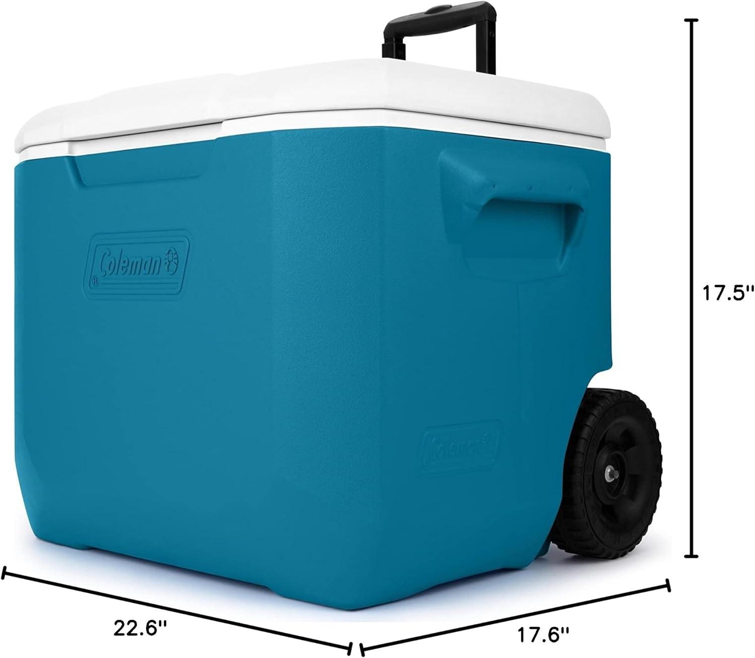 Deep Ocean Blue 60-Quart Wheeled Cooler with Handle