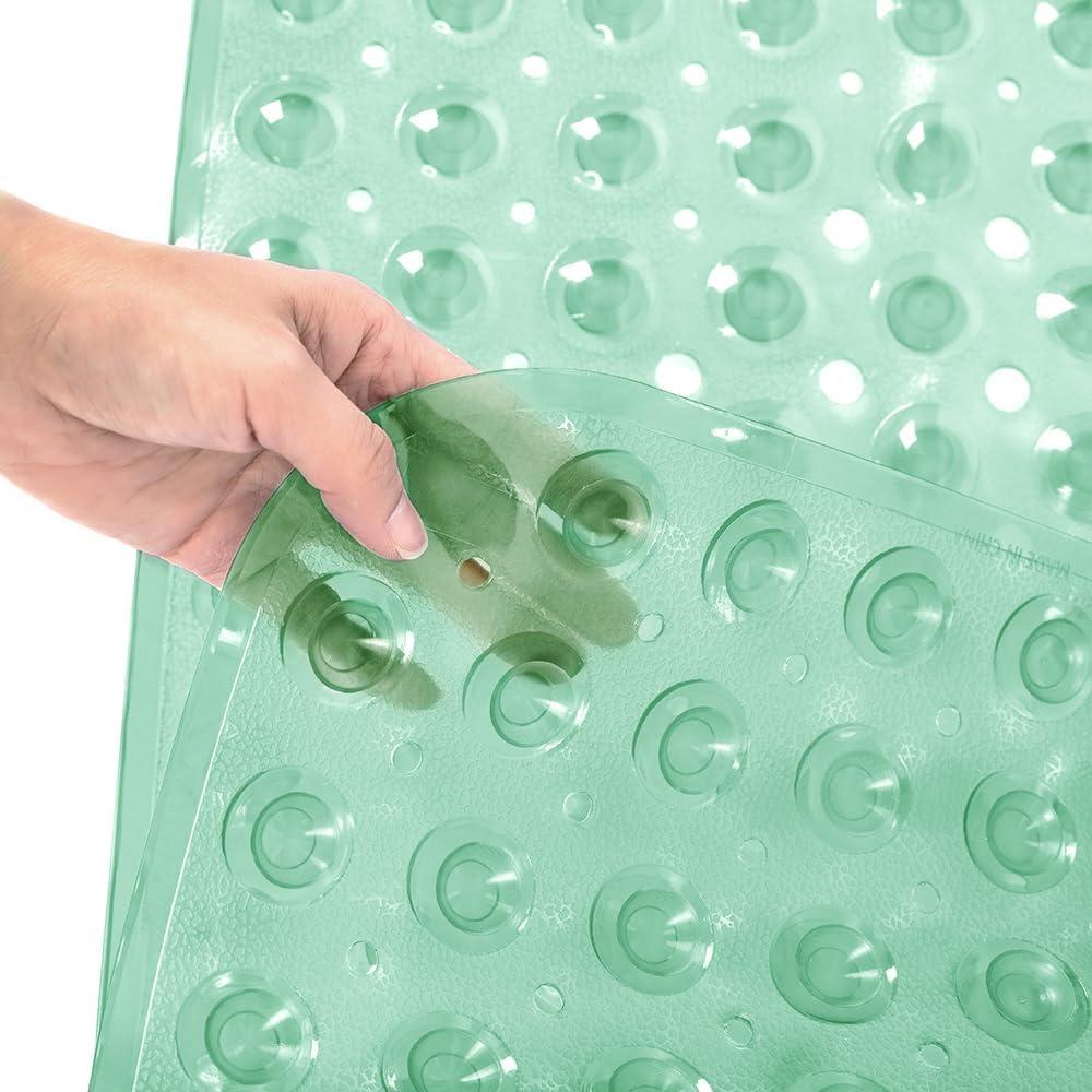 Bathtub and Shower Mats, Extra Long Non-Slip Bath Mat 39 x 16 Inch, Machine Washable Bath Tub Mat with Suction Cups & Drain Holes for Bathroom, Pale Green
