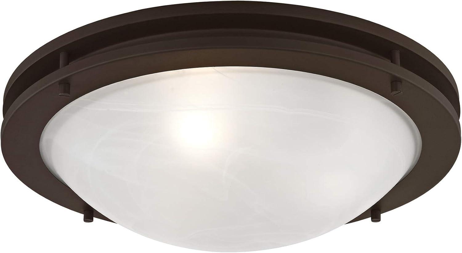 Ariel Art Deco-Inspired Bronze 3-Light Flush Mount with White Alabaster Glass