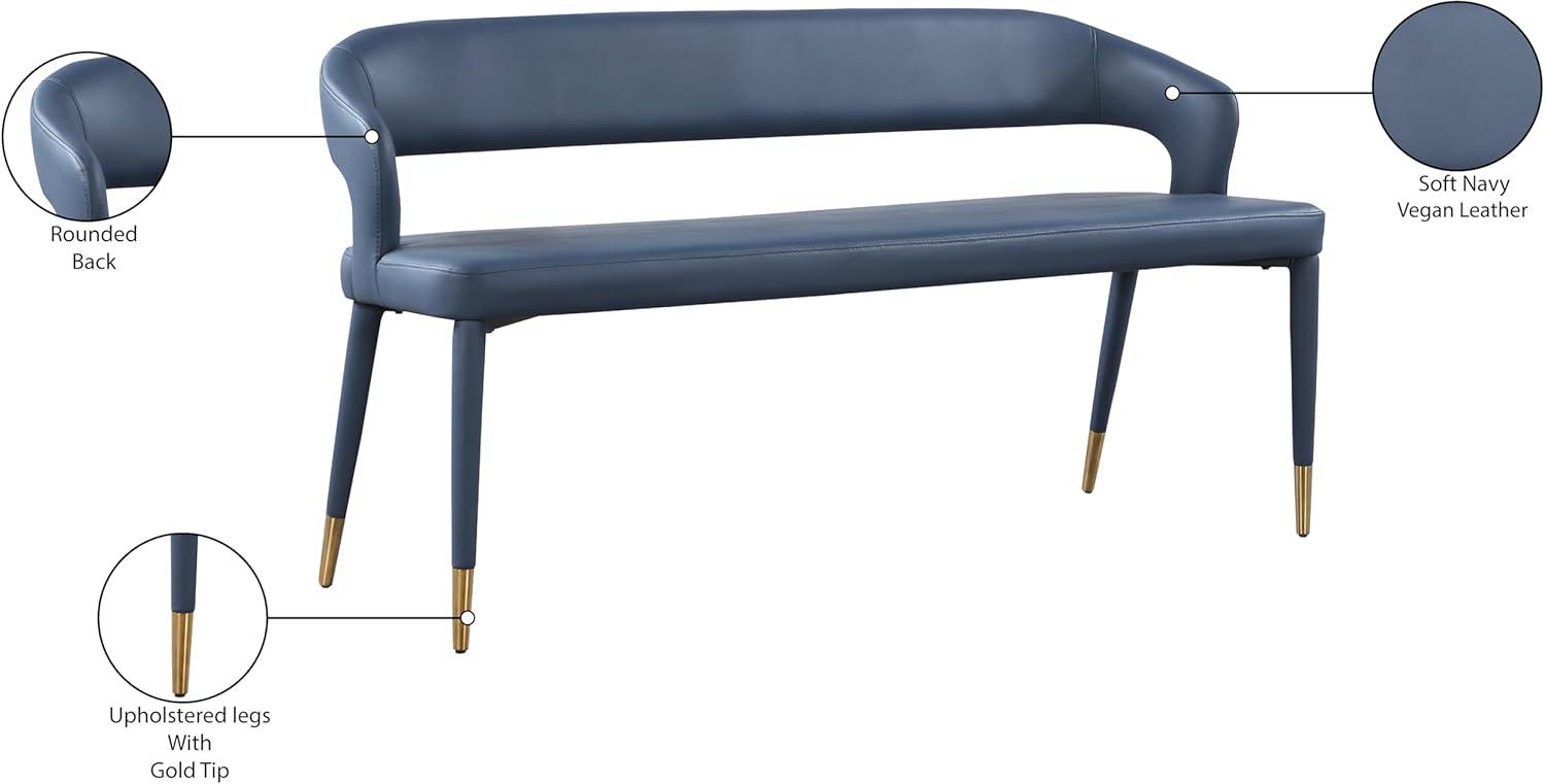 Meridian Furniture Destiny Navy Vegan Leather Bench