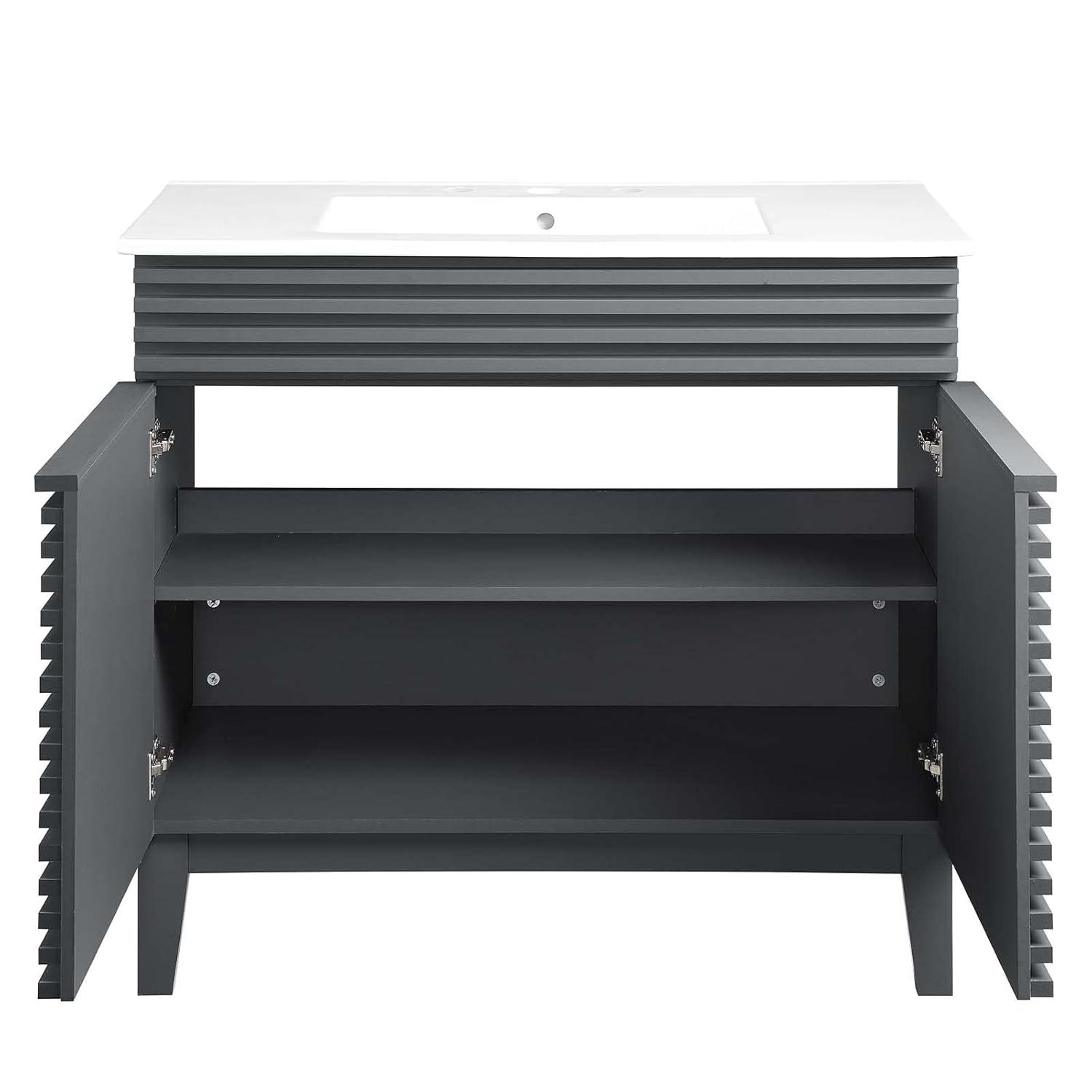 Modway Rinde Tocador de Baño de 36" en Blanco Oak