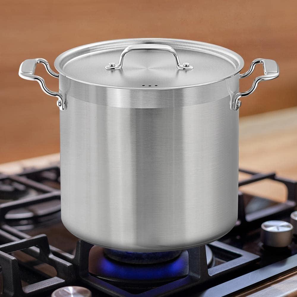 NutriChef Stainless Steel Cookware Stockpot - 20 Quart, Heavy Duty Induction Pot, Soup Pot With Stainless Steel