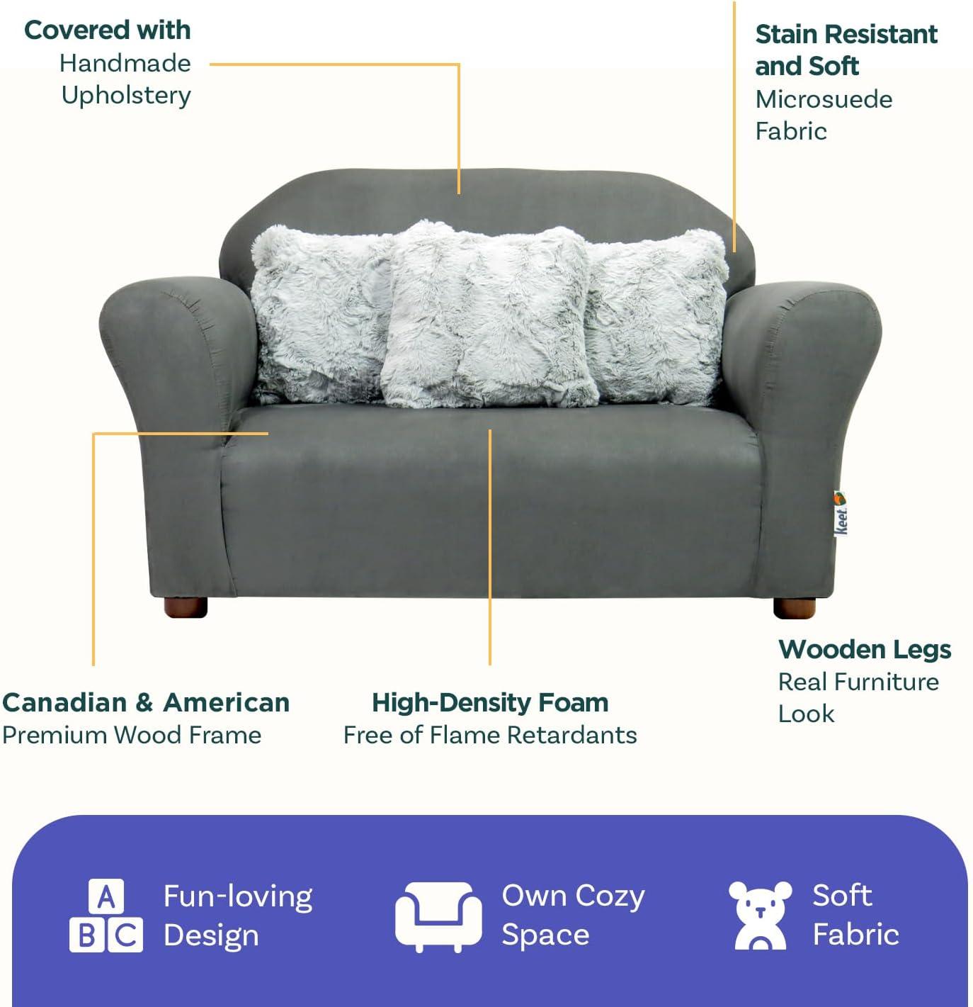 Keet Keet Plush Sofa Microsuede Charcoal/Gray