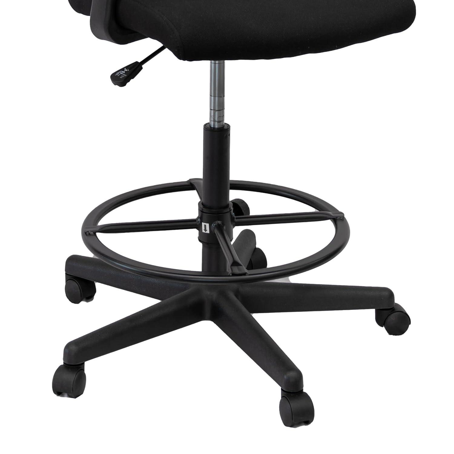 Stand Up Desk Store Sit to Stand Drafting Task Stool Chair for Standing Desks with Adjustable Footrest and Armrests (Black)