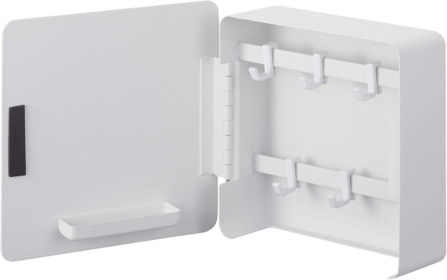 White Steel Magnetic Key Cabinet with Storage