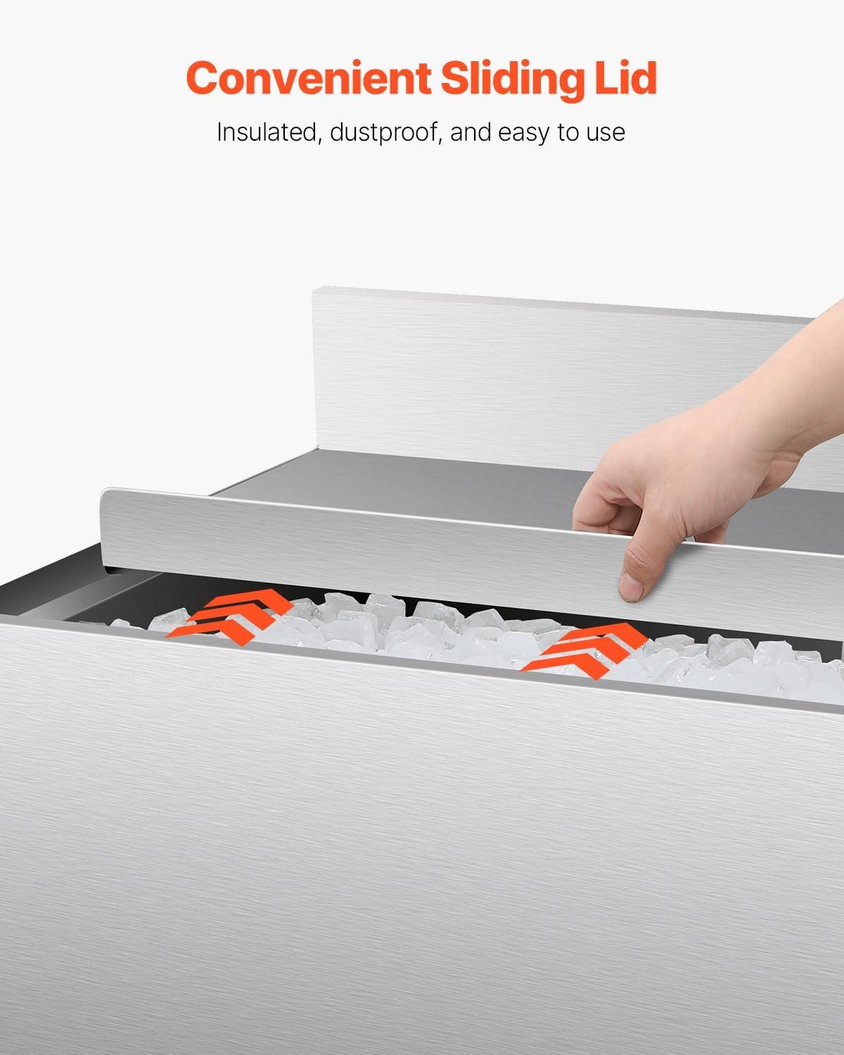 VEVOR 32qt Rolling Ice Chest Cooler Cart Outdoor Stand Up Cooling Bin on Wheels