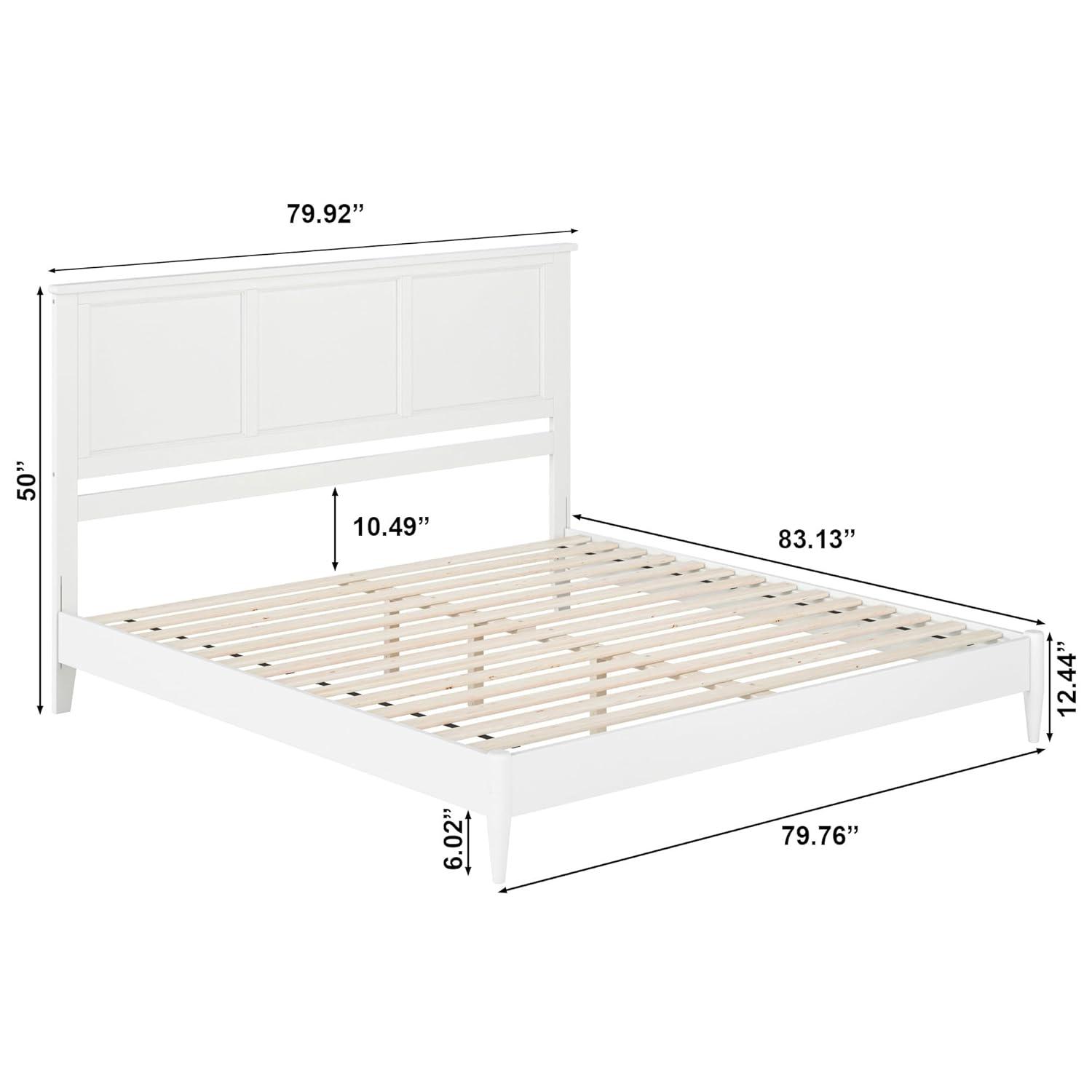AFI Charlotte King Solid Wood Low Profile Platform Bed, White
