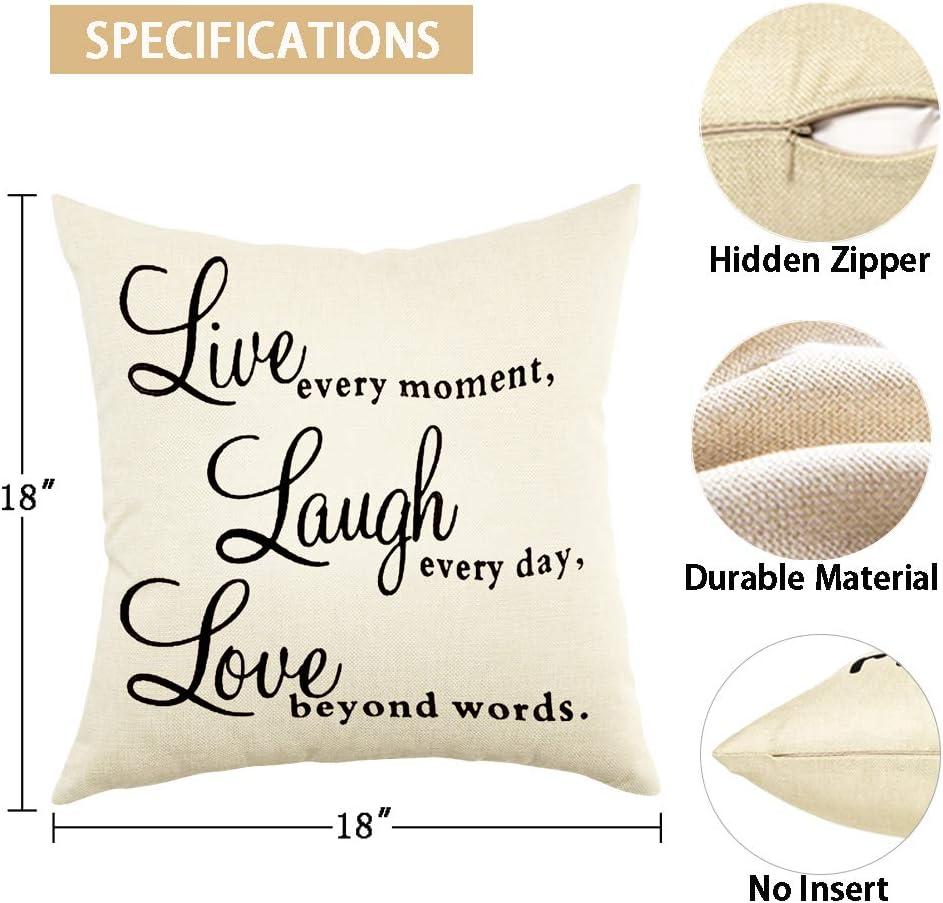 Live Laugh Love Quote Cotton Linen Throw Pillow Cover