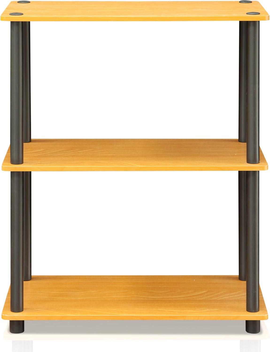 Furinno Durable 23.6"W x 11.6"D x 29.5"H 3-Shelf Freestanding Shelving Unit, Light Cherry and Black