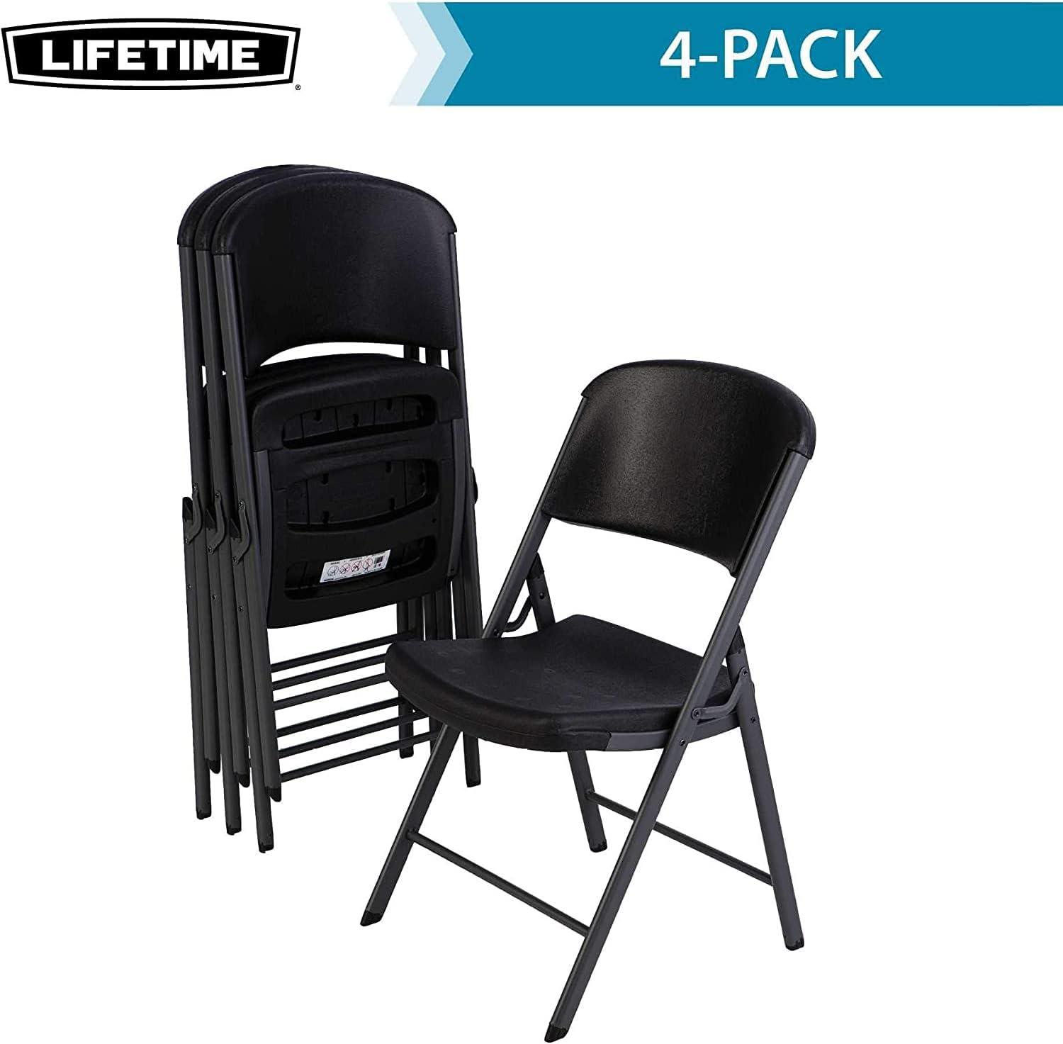 Lifetime Folding Chair, Indoor/Outdoor Commercial, Adult, Black, 4 Pack (80187)