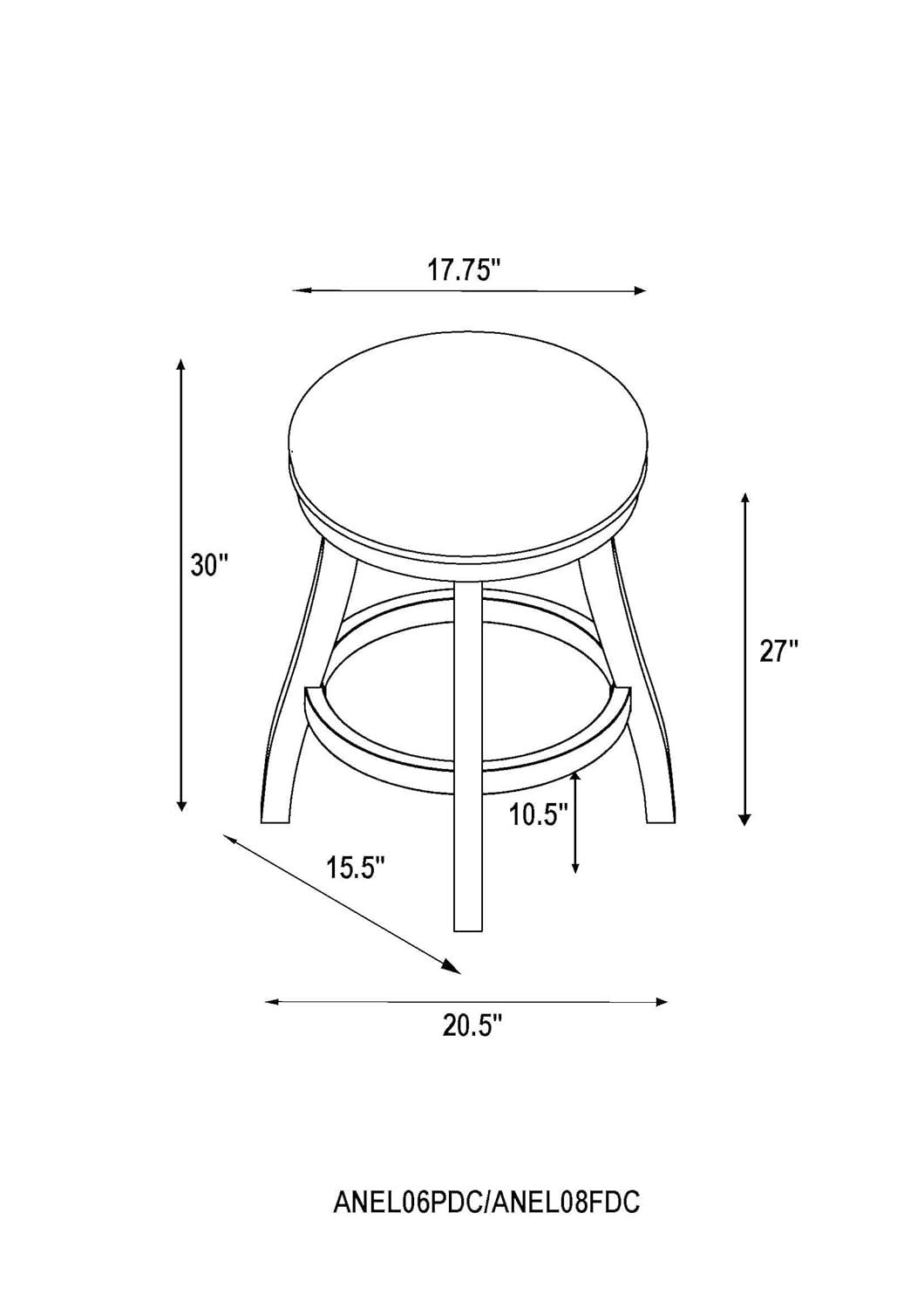 Alaterre Ellie Upholstered Swivel Bar Stool Chairs with Padded Seat and Back, Rubberwood Frame with Metal Kick Plate