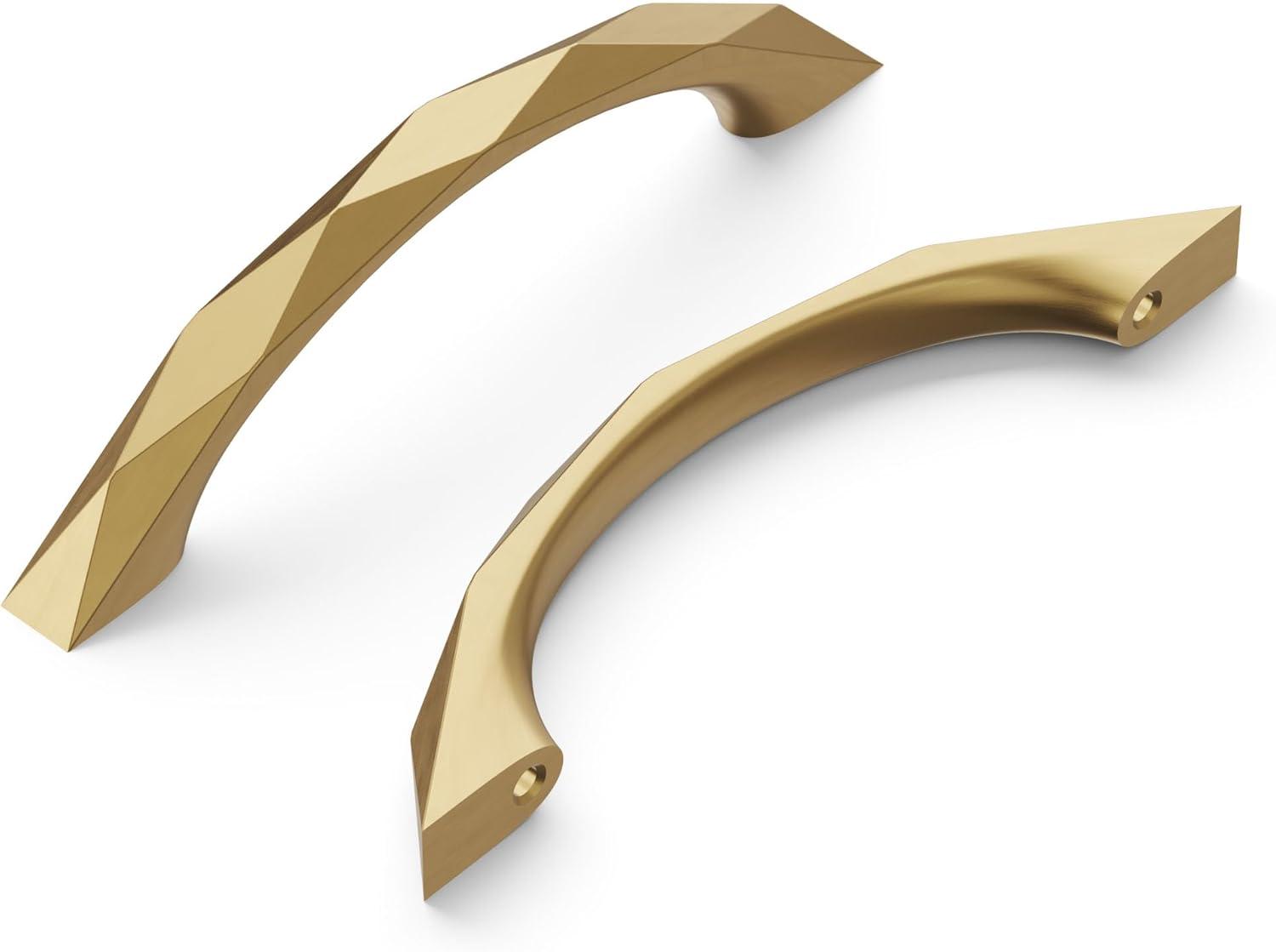 Hickory Hardware 1 Pack Solid Core Kitchen Cabinet Pulls, Luxury Cabinet Handles, Hardware for Doors & Dresser Drawers, 3-3/4 Inch (96mm) Hole Center, Champagne Bronze, Karat Collection