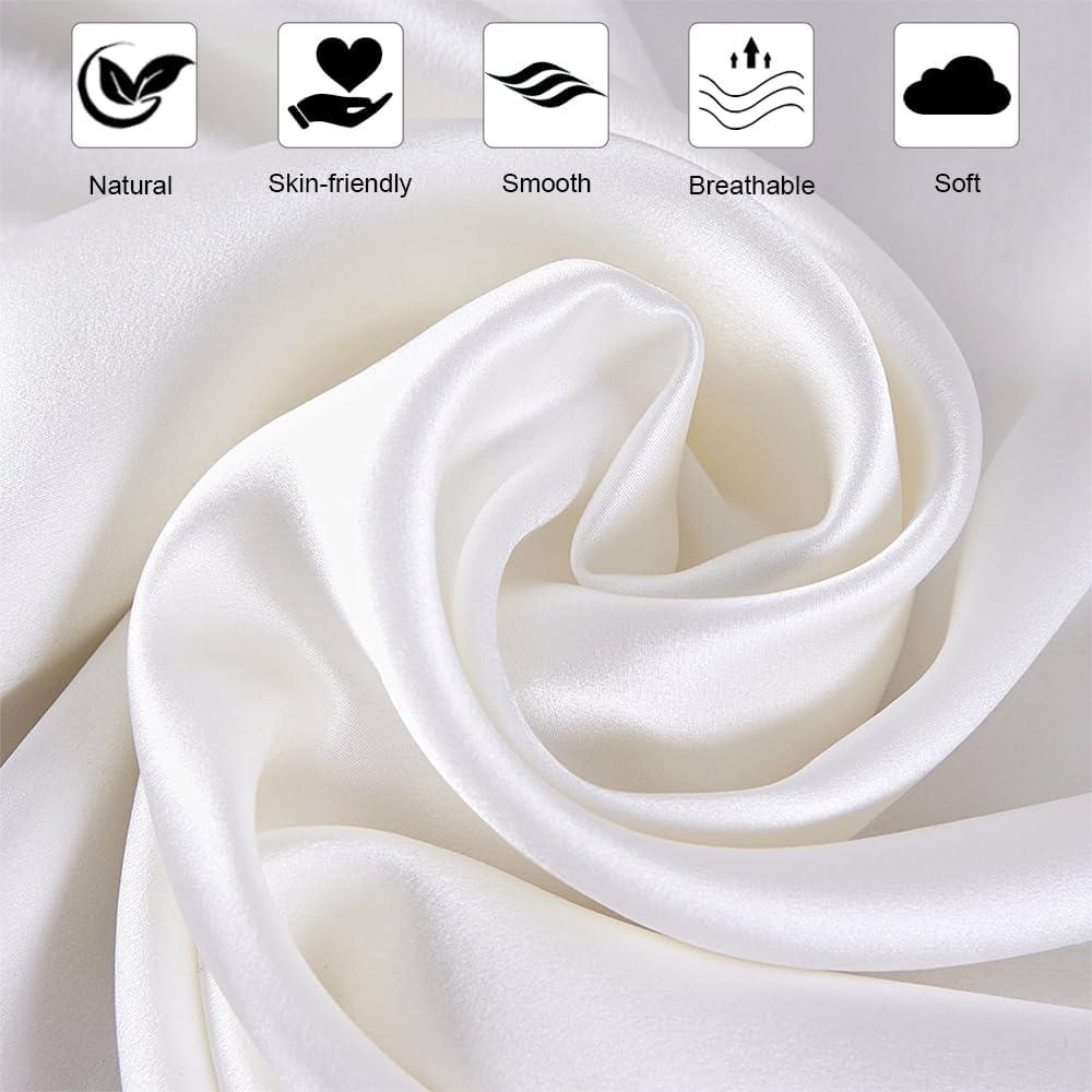 Ravmix Silk Pillow Cases with Zipper, 21 Momme Mulberry Silk Pillowcase for Hair Skin Health, Soft Smooth Breathable Cool Pillow Cover for Beauty Sleep with Gift Box(Queen 20"x30", Ivory White) 1PC
