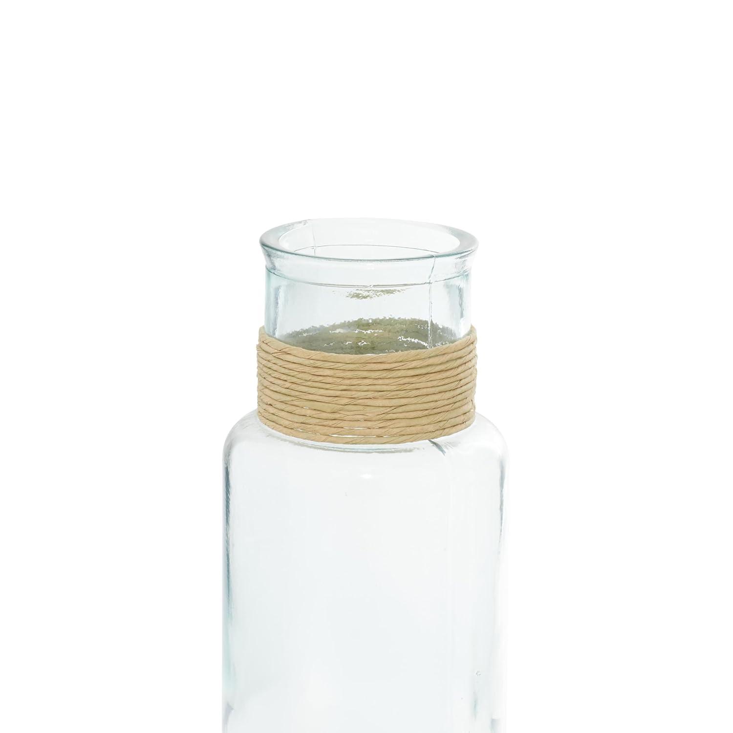 DecMode 18" Spanish Recycled Glass Vase with Rattan Detail