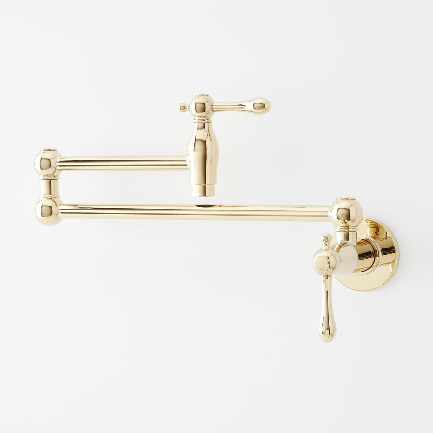 Aged Brass Double Handle Wall Mounted Pot Filler