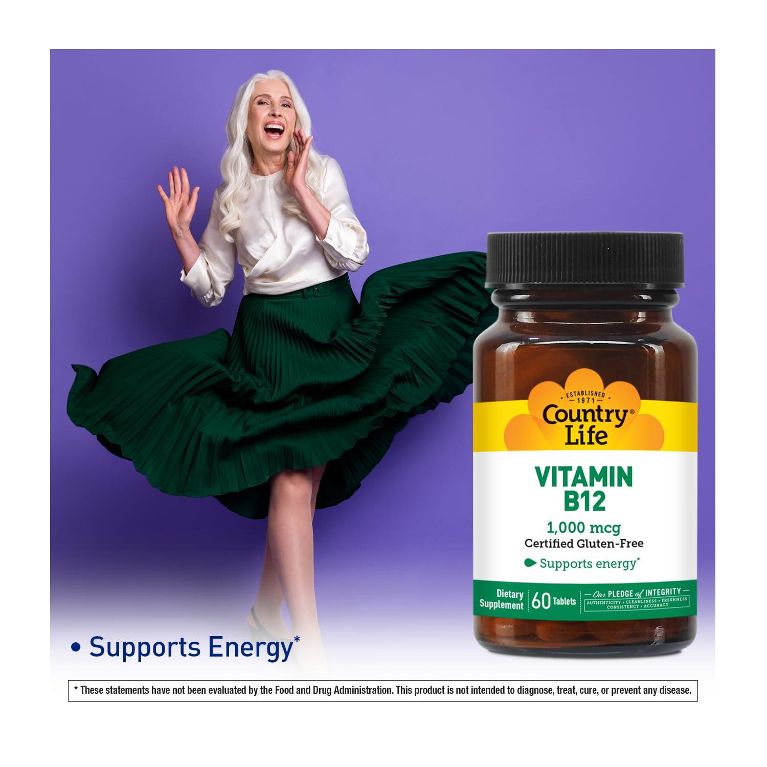 Country Life Vitamin B12 1,000 mcg 60 Tabs