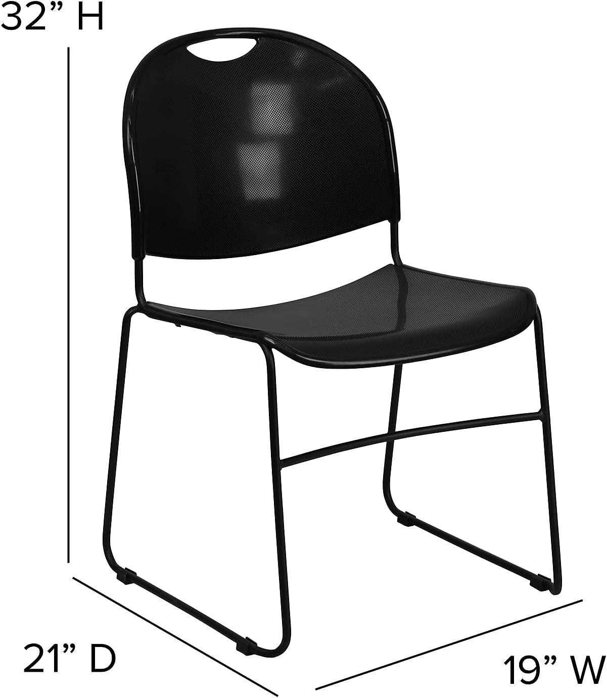 Flash Furniture Gaea 880 lb. Capacity Ultra-Compact Stack Chair with Metal Frame (Set of 5)