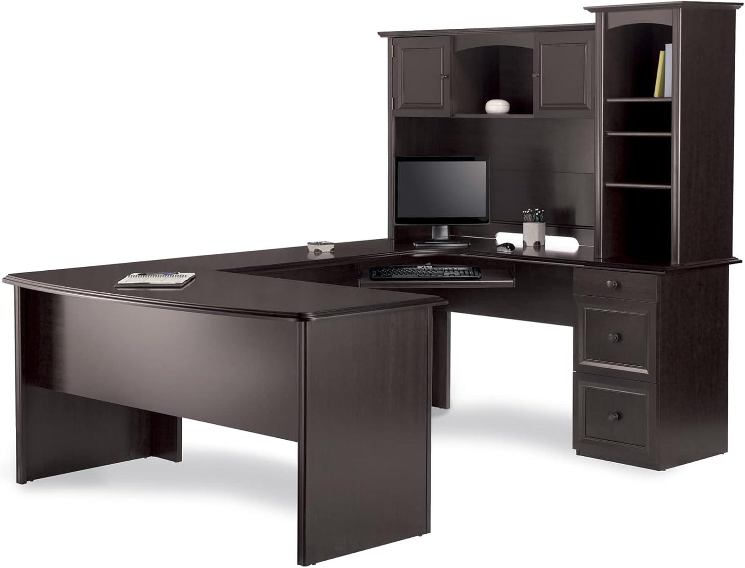 Realspace® Broadstreet 65"W Hutch For U-Shaped Desk, Walnut