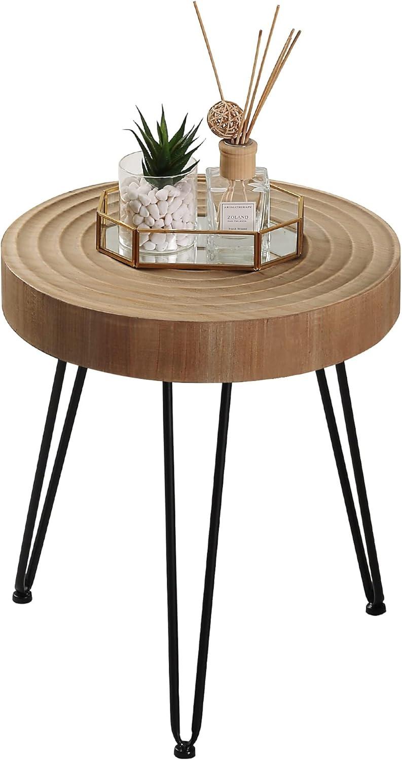 Round Natural Wood Farmhouse Nesting Coffee Table Set