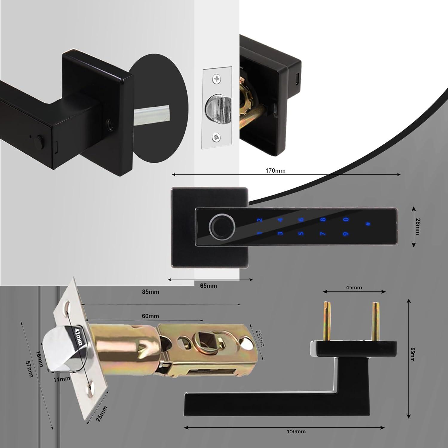 Black Biometric Keyless Entry Door Lock with Passcode Keypad