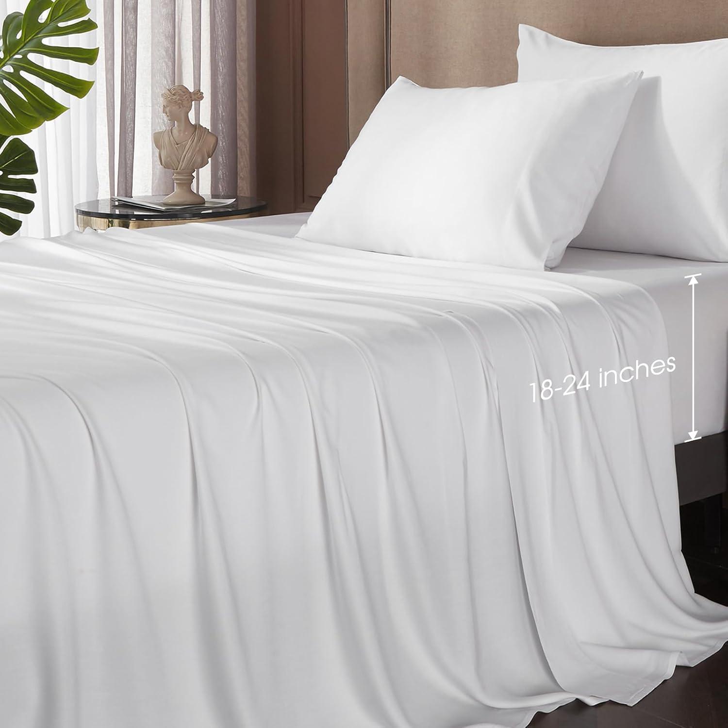 Superior Superior 300 Thread Count Rayon From Bamboo Solid Deep Pocket Bed Sheet Set