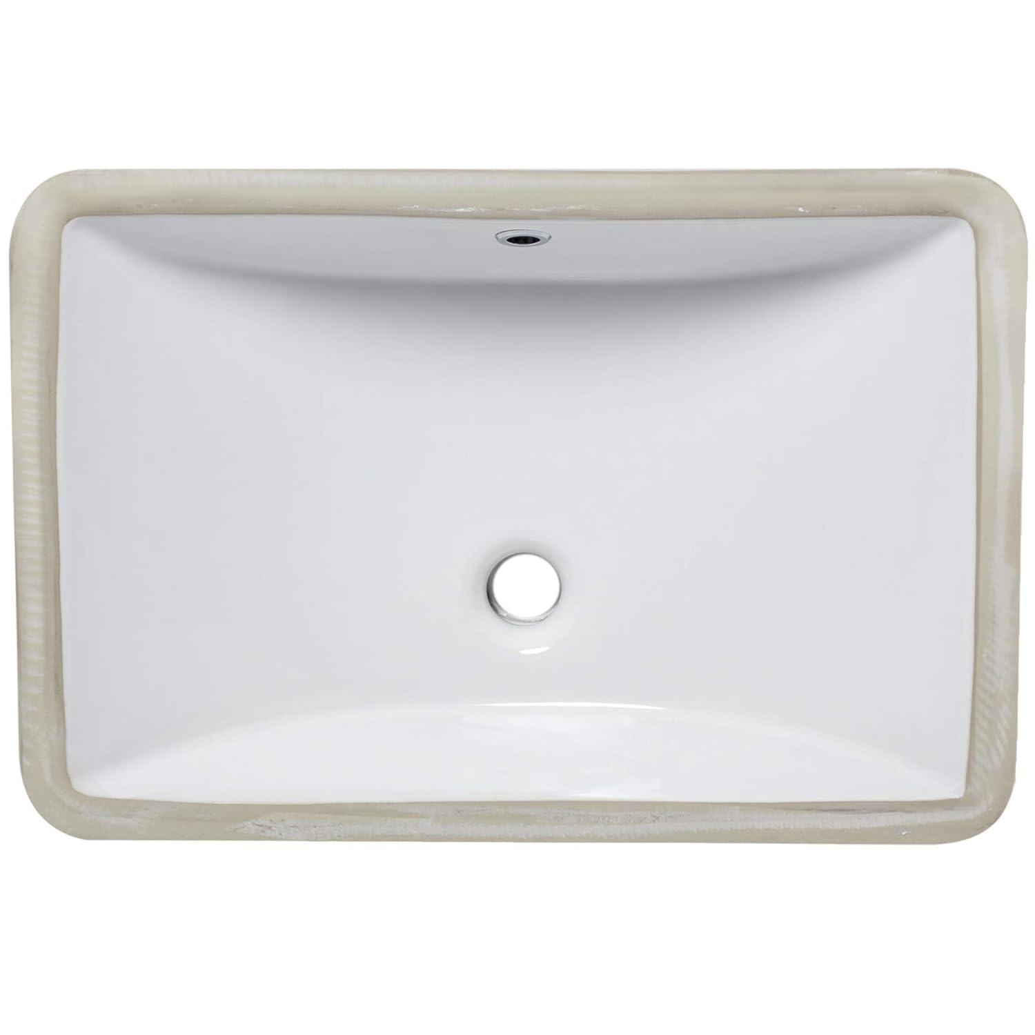 Novatto NP-U193902 Novatto 18.25'' White Porcelain Rectangular Bathroom Sink with Overflow