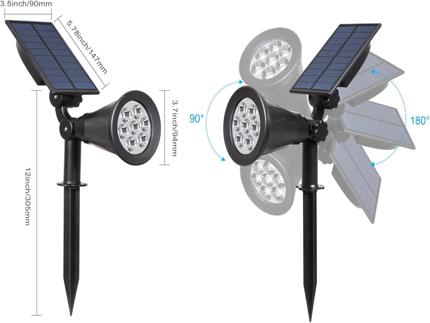 T-SUN RGB 7 LED Solar Garden Spotlights, 2 Pack