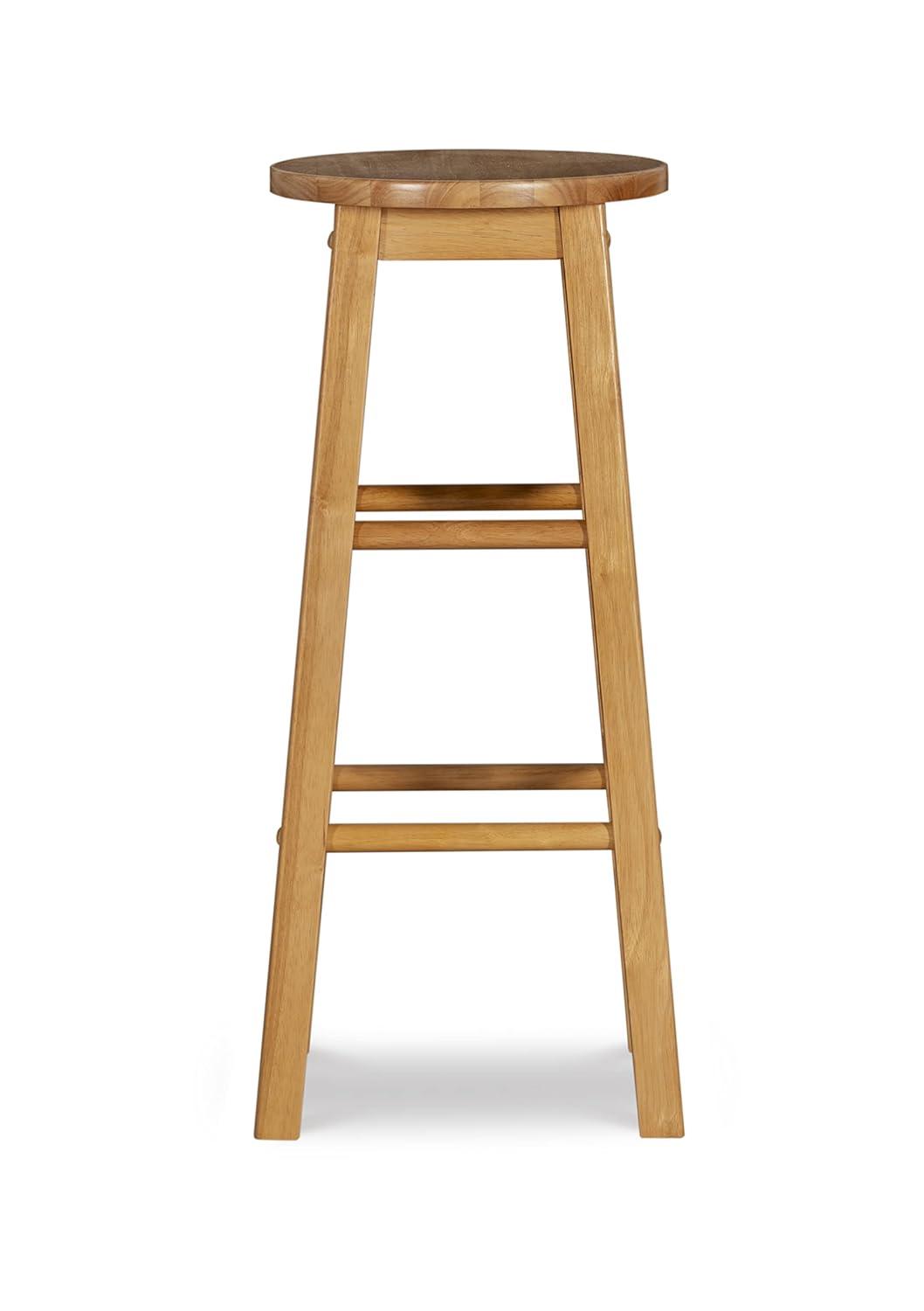Linon Backless Wood Bar Stool, 29" Seat Height, Natural Finish