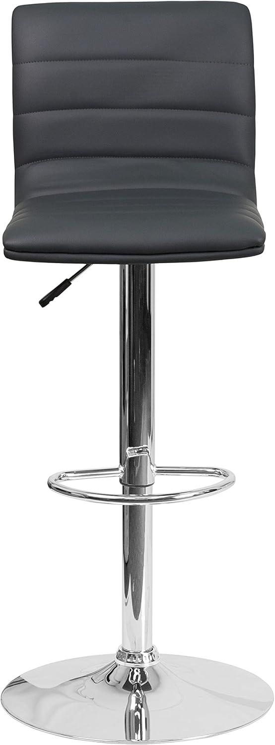 Flash Furniture Modern Vinyl Adjustable Height Barstool with Horizontal Stitch Back