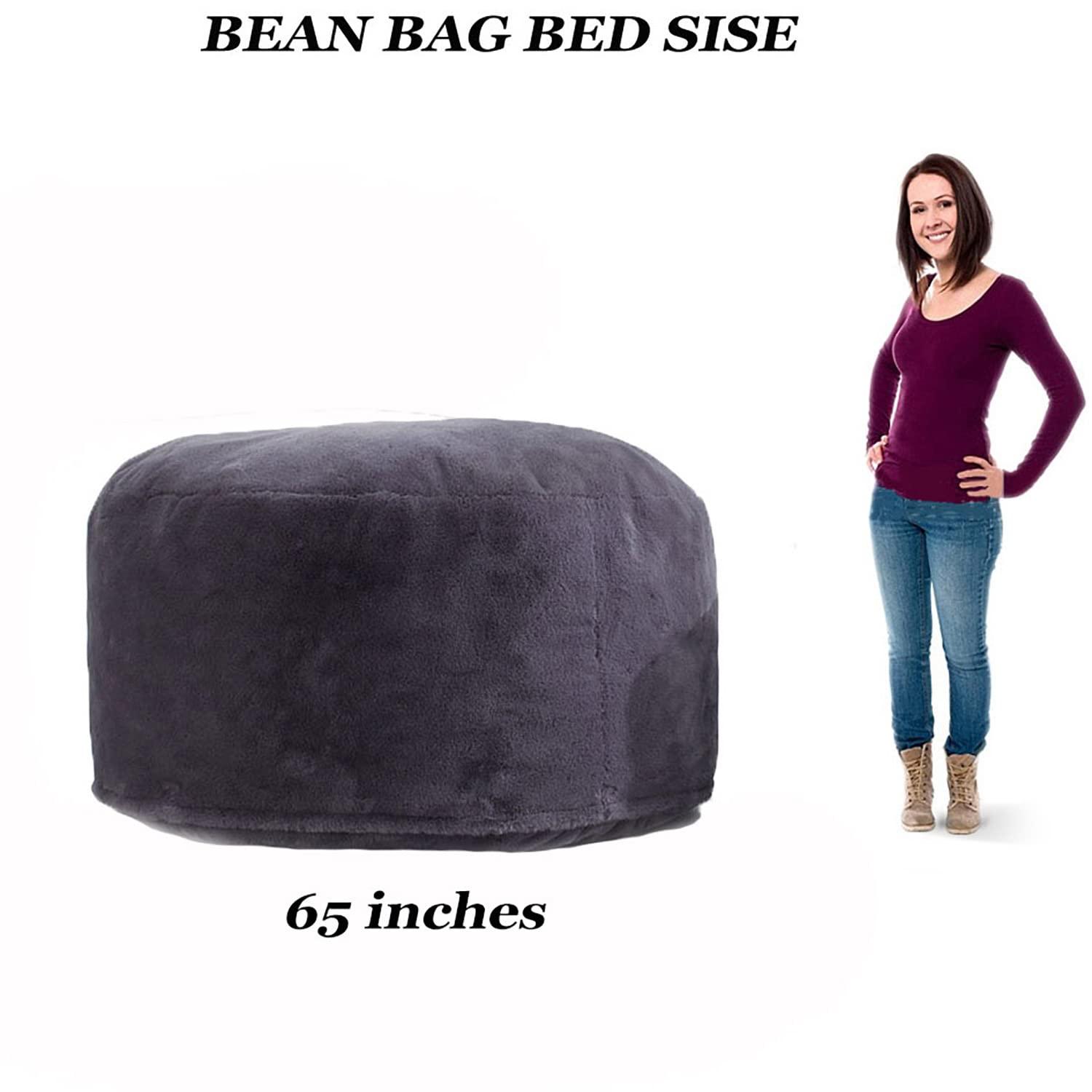 Giant Sherpa Bean Bag Chair Cover, Ultra Soft Bean Bag Bed (No Filler, Cover only), Large Round Soft Fluffy for Adults, Machine Washable Big Size Bean Bag Covers