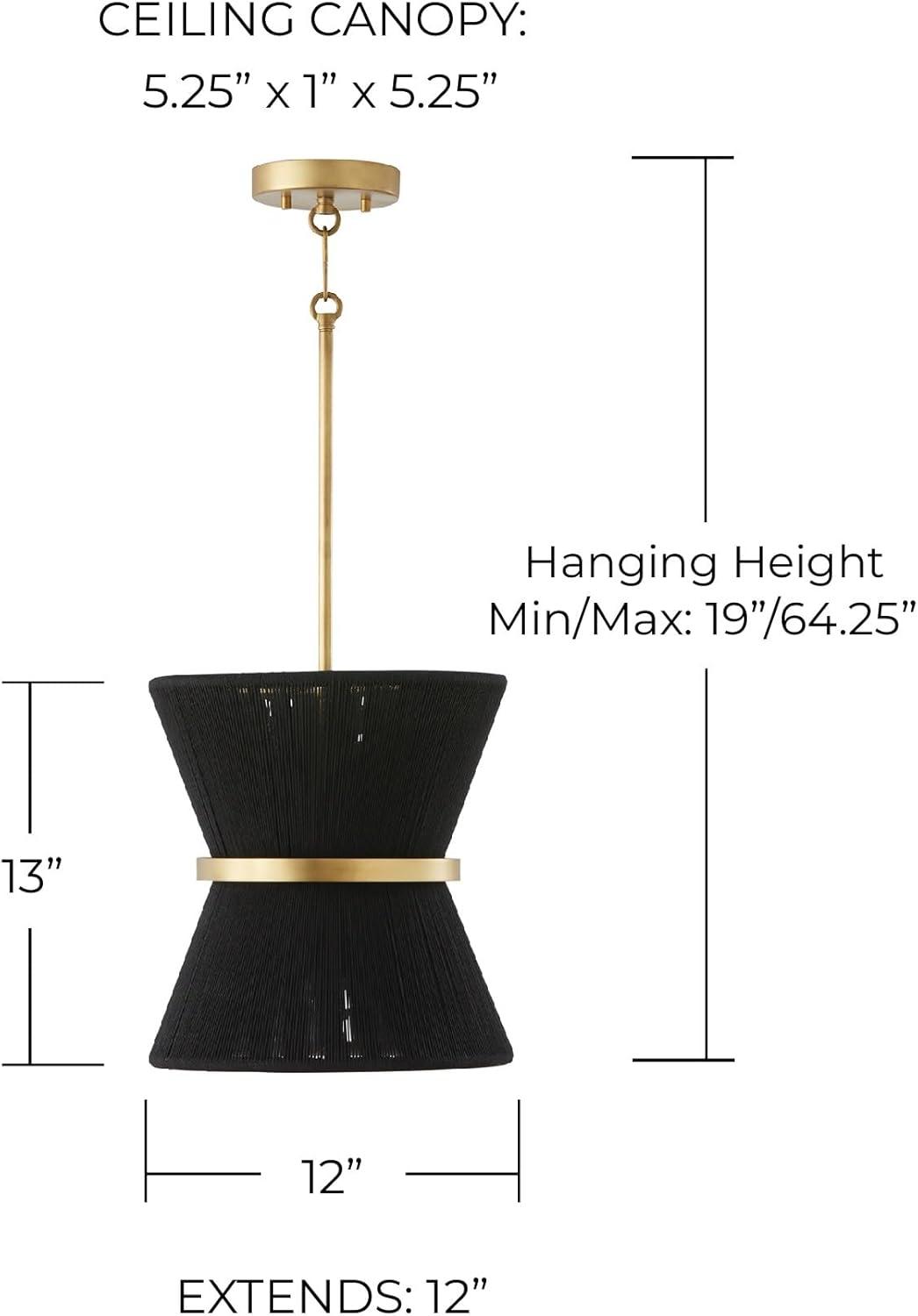 Capital Lighting - Cecilia - 1 Light Pendant-Black Rope/Patinaed Brass Finish