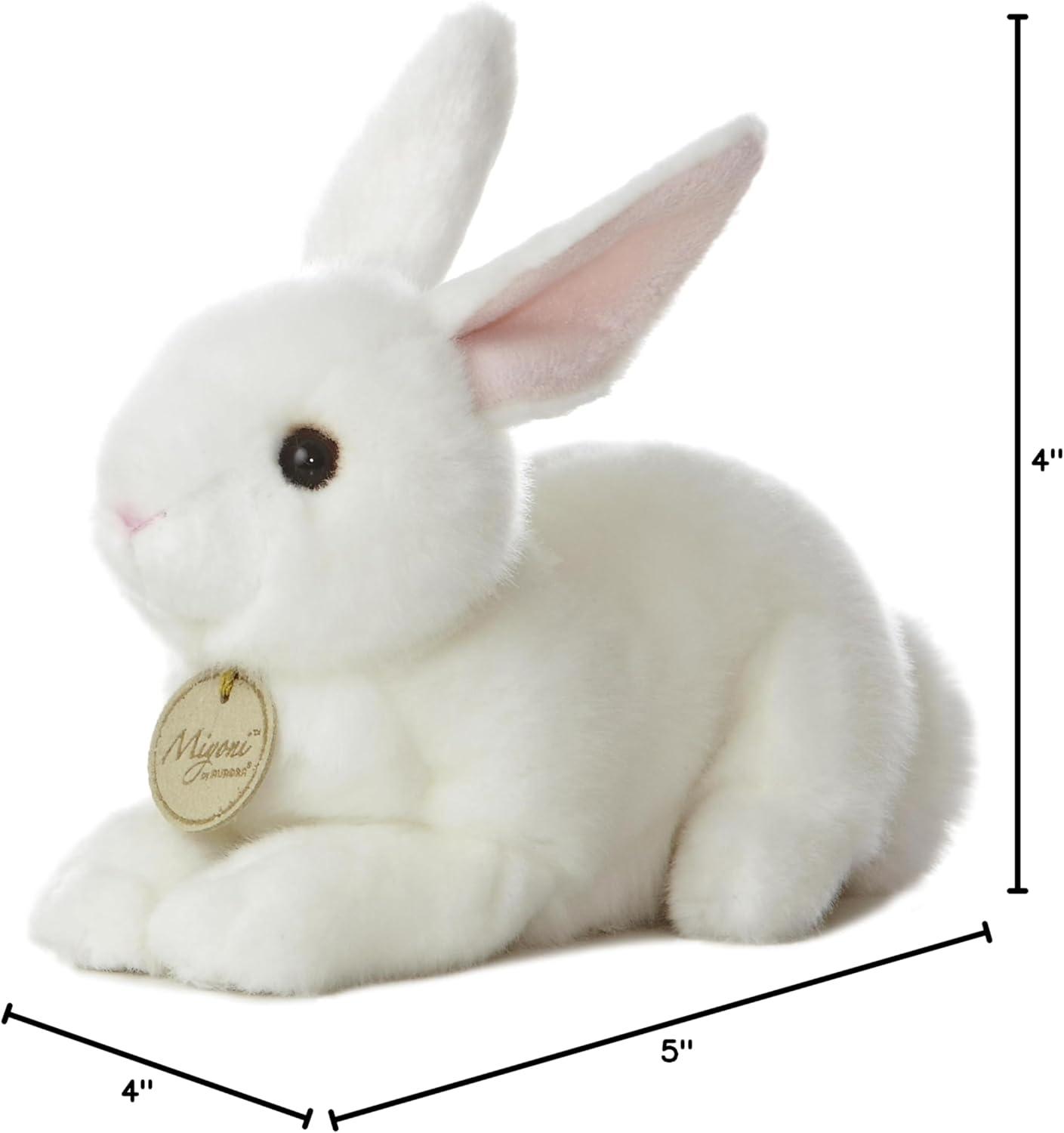 Aurora Small American White Rabbit Miyoni Realistic Stuffed Animal White 8"
