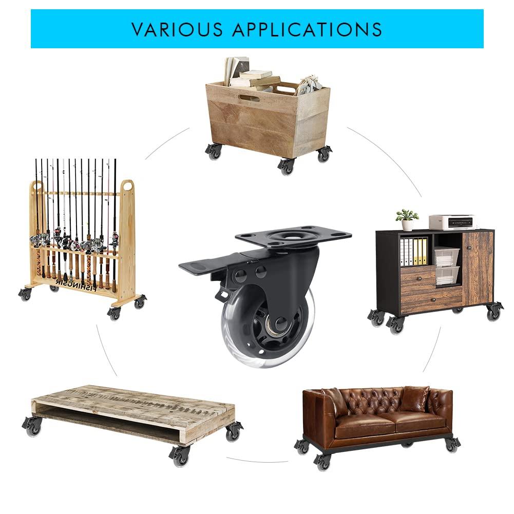 SKYSHALO PVC 3 in Swivel Casters, Orange, 4 Pack