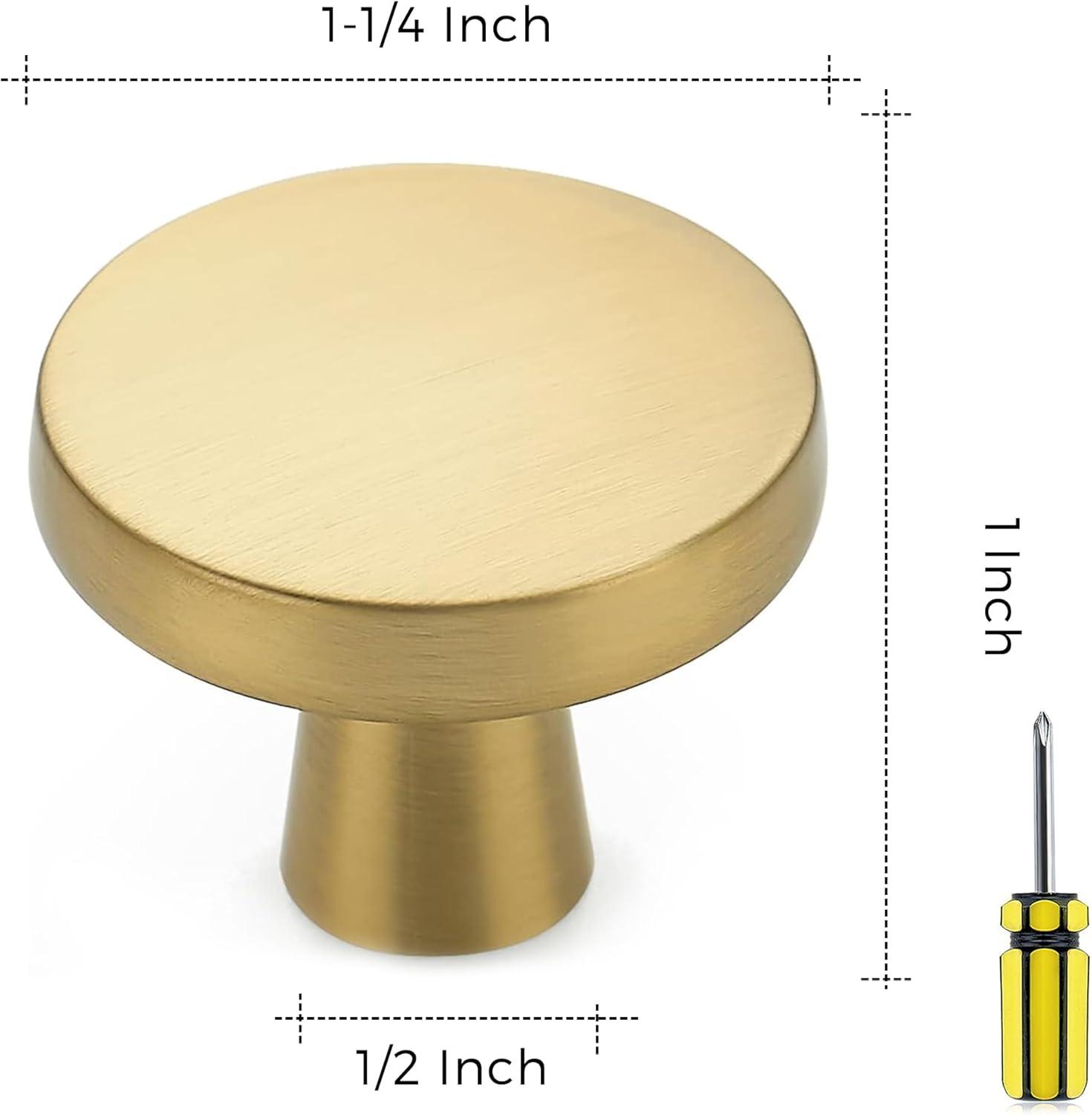 Brushed Brass Round Knurled Cabinet Knob Set