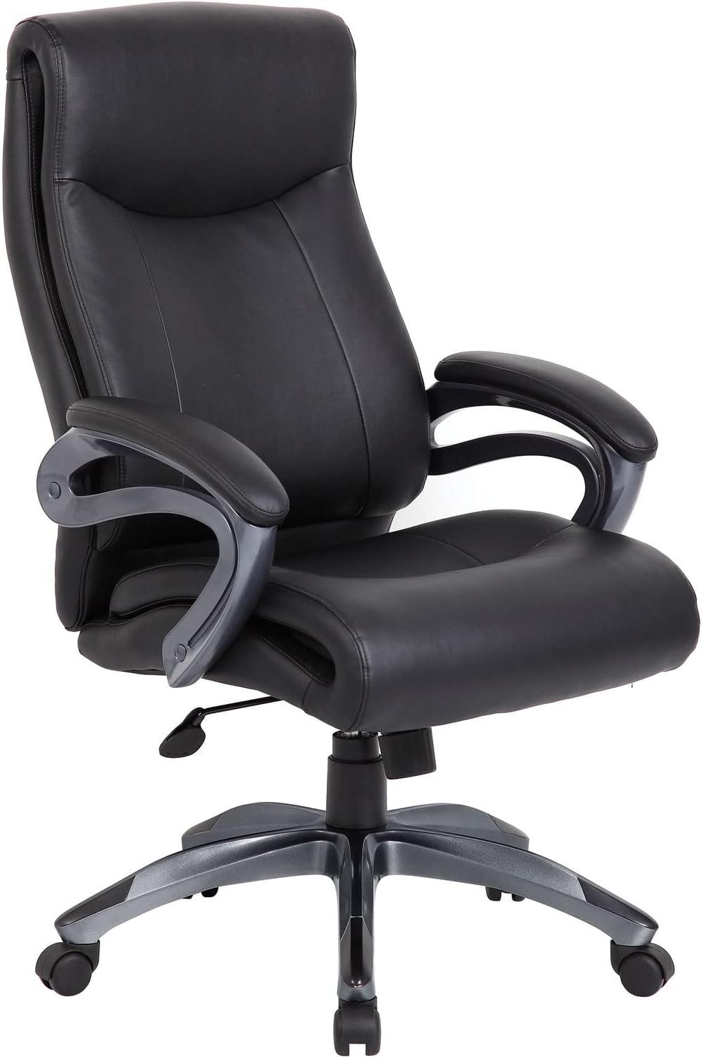 Luxurious High-Back Black Leather Swivel Executive Chair