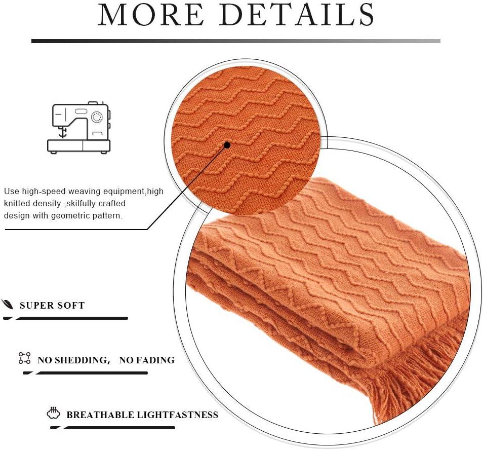 Battilo Home Throw Blanket for Couch, Textured Soft Throw Blankets, Decorative Knitted Blanket for Home Living Room Decor, 50"x60"